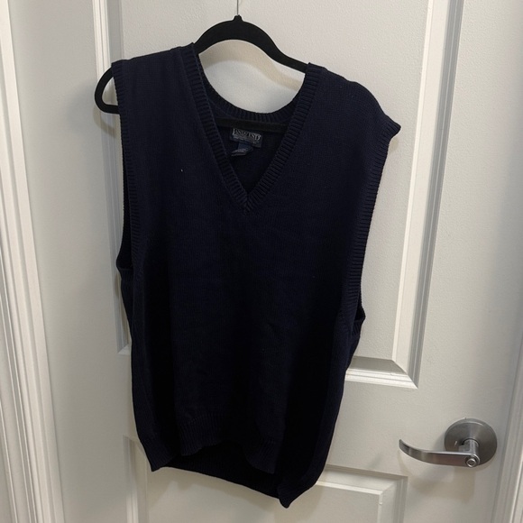 Lands' End Sweaters - Lands End Oversized Navy Blue V-Neck Knit Sweater Vest